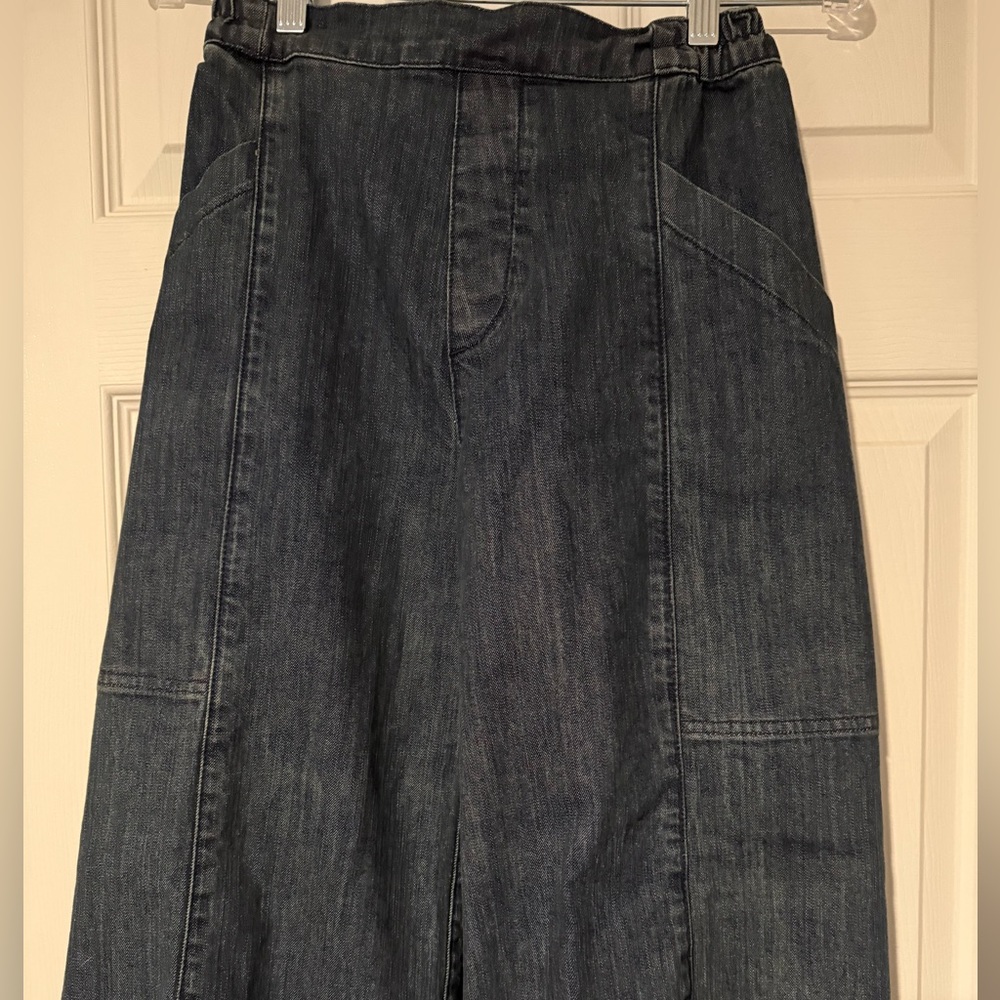 Elegant Blue/ Black Wide-Leg Women's Jeans by Lisa Bayne of Artful Home. Size XS - Picture 4 of 10